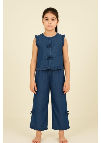 Fiyonk Detaylı Kız Çocuk 2 li takım - Lacivert indirimleri