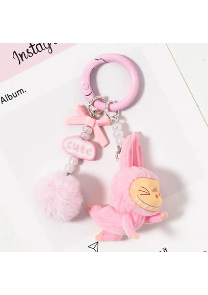 Yeni Akıllı Mini Labubu Keychain Bebek Çanta Kolye Sevimli Okul Çantası Hediye Kolye Renk: Sarı (Yurt Dışından)