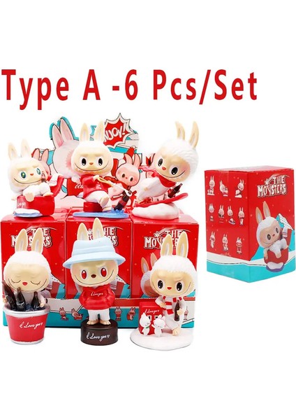 Stokta Yeni Monsters Canvas Serisi Şanslı Çanta Labubu Oyuncak Figürinler Masaüstü Süsler Zarif Çevre Birimleri Hediyeler Renk: Kutulu A-6pcs Type (Yurt Dışından)