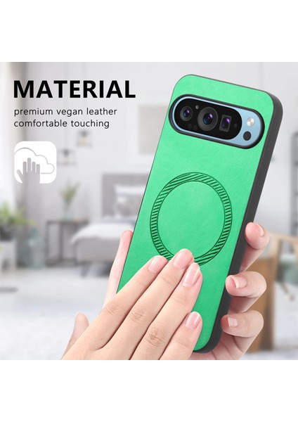 Google Pixel 9 Pro/pixel 9 Deri Arka Kılıf Magsafe Skin-Touch Telefon Kılıfı ile Uyumlu (Yurt Dışından)