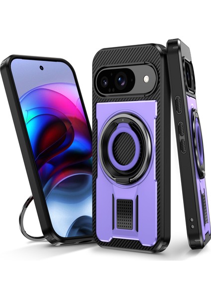 Google Pixel 9/google Pixel 9 Pro Kılıf Tpu+Pc Kickstand Telefon Kılıfı Silikon Parmak Kayışı ile (Yurt Dışından)