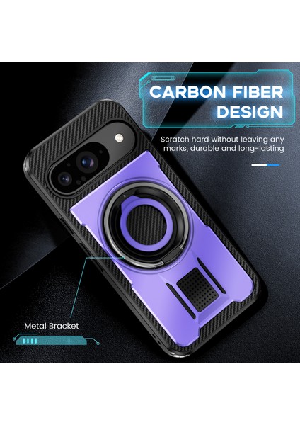 Google Pixel 9/google Pixel 9 Pro Kılıf Tpu+Pc Kickstand Telefon Kılıfı Silikon Parmak Kayışı ile (Yurt Dışından)