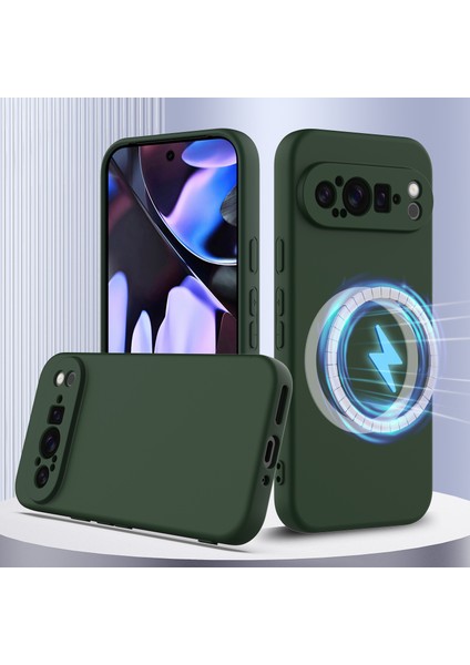 Google Pixel 9 Pro Kılıfı Için Magsafe Sıvı Silikon Telefon Kılıfı ve Kordonu ile Uyumlu (Yurt Dışından)