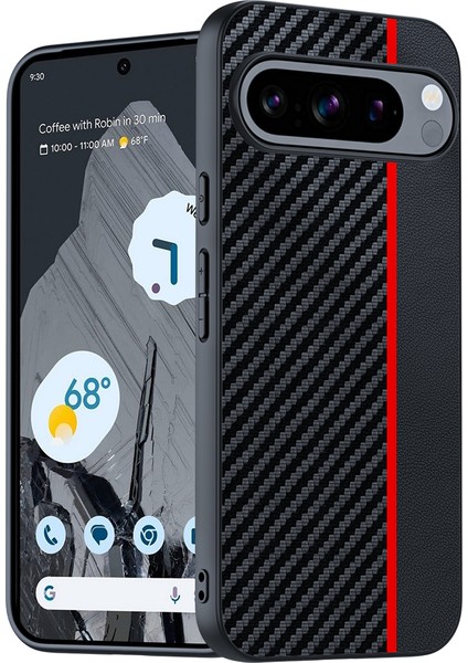 Google Pixel 9 Pro/pixel 9 Kılıfı Karbon Fiber Doku Ince Pu Deri Arka Kapak (Yurt Dışından)