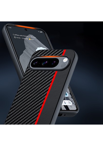 Google Pixel 9 Pro/pixel 9 Kılıfı Karbon Fiber Doku Ince Pu Deri Arka Kapak (Yurt Dışından)