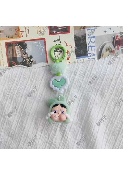 Kawaii Labubu Crybaby x Uçan Küçük Polis Zinciri Sırt Çantası Kolye Boncuk Aksesuarları ile Bilezik Anahtarlık Dekorasyon Color: Mavi (Yurt Dışından)