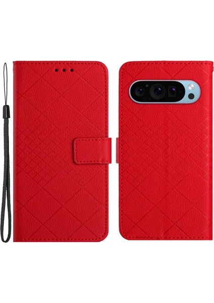 Google Pixel 9/ Pixel 9 Pro Kılıf Cüzdan Pu Deri Litchi Doku Telefon Kılıfı (Yurt Dışından)