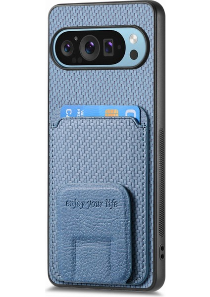 Google Pixel 9/pixel 9 Pro Kılıf Kart Tutucu Karbon Fiber Doku Deri Kaplamalı Tpu Telefon Kılıfı (Yurt Dışından)