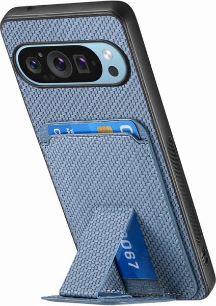 Google Pixel 9/pixel 9 Pro Kılıf Kart Tutucu Karbon Fiber Doku Deri Kaplamalı Tpu Telefon Kılıfı (Yurt Dışından)