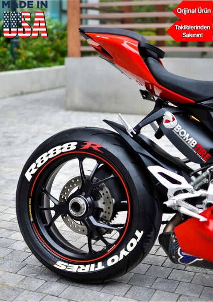 Motorsiklet Lastik Yazısı Toyo Tires R888R Sticker 2.5 cm 4 Adet (Made In Usa) ® Orijinal