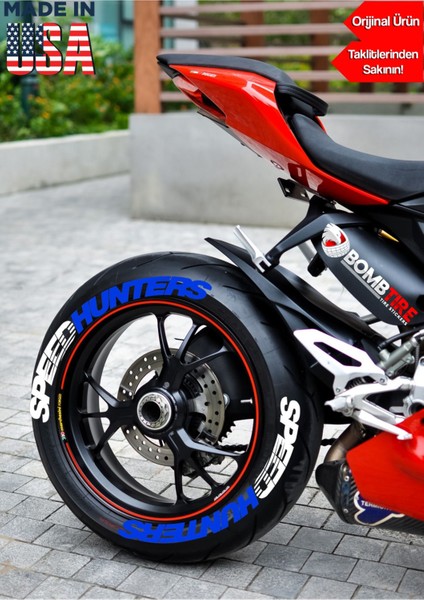 Mavi Speedhunters Motosiklet ve Otomobil Lastik Yazısı 4 Adet 2.5 cm (Made In Usa) ®