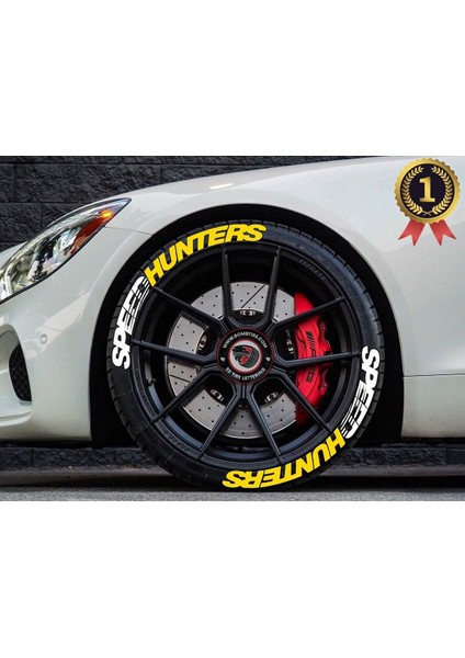 Çift Renk Speedhunters Lastik Yazısı 2.5 cm Orijinal Ürün 4 Adet + Yapıştırıcı Tutkal Dahil