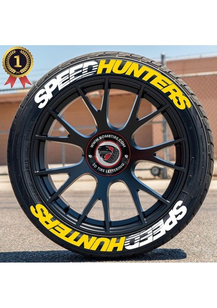 Çift Renk Speedhunters Lastik Yazısı 2.5 cm Orijinal Ürün 4 Adet + Yapıştırıcı Tutkal Dahil modelleri