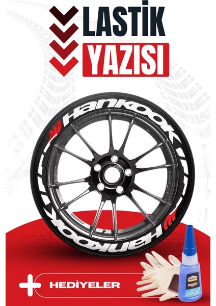 Hankook Yazılı Beyaz Şeritli Motosiklet ve Otomobil Lastik Yazısı Sticker Yapıştırma