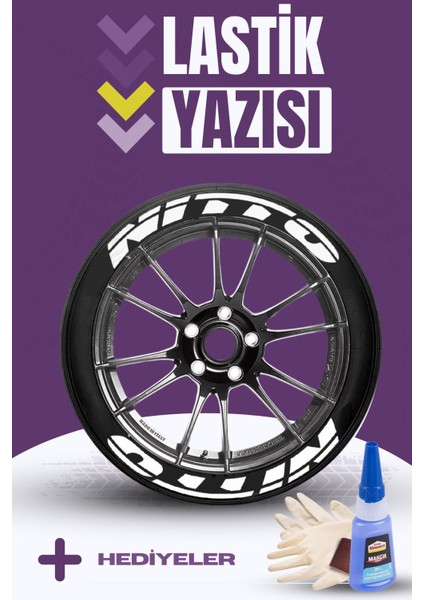 Motosiklet ve Otomobil Lastik Yazısı Sticker Arma 8 Adet