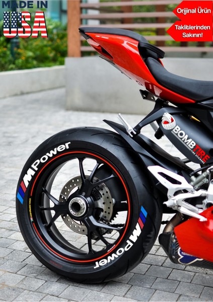 Motorsiklet Lastik Yazısı M Power Sticker Arma 2.5 cm 4 Adet (Made In Usa) ® Orijinal Ürün