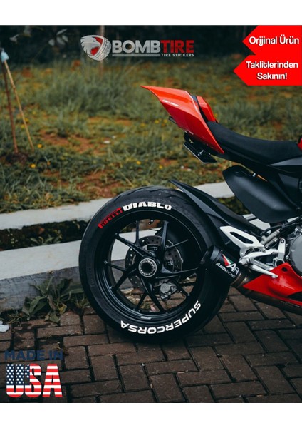 Motosiklet Aksesuarları Lastik Yazısı Pirelli Diablo Supurcorsa 4 Adet 2.5 cm (Made In Usa) ®