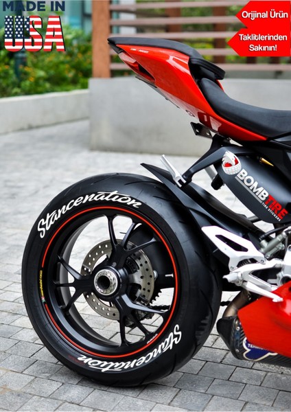Stancenation Motosiklet ve Otomobil Lastik Yazısı Sticker 4 Adet 2.5 cm Bombtire®