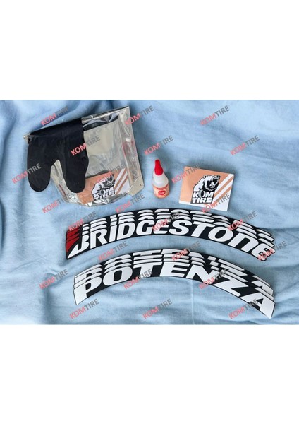 Bridgestone Potenza Motorsiklet ve Otomobil Araç Lastik Yazısı 2.5 cm 8 Adet Yapıştırıcı Arma