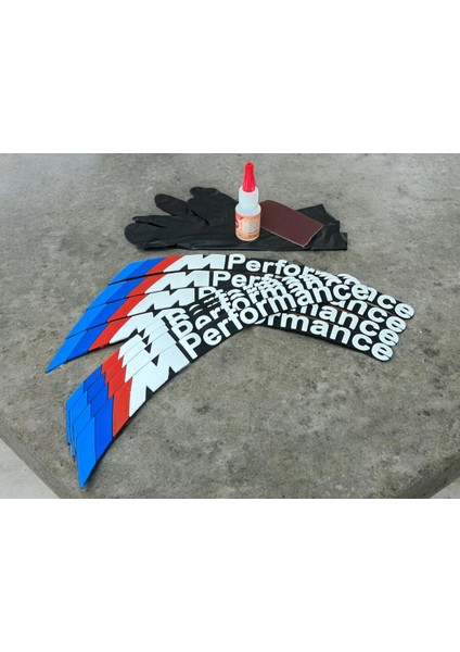 M Performance Motorsiklet ve Otomobil Araç Lastik Yazısı 2.5 cm 8 Adet Yapıştırıcı Arma Sticker