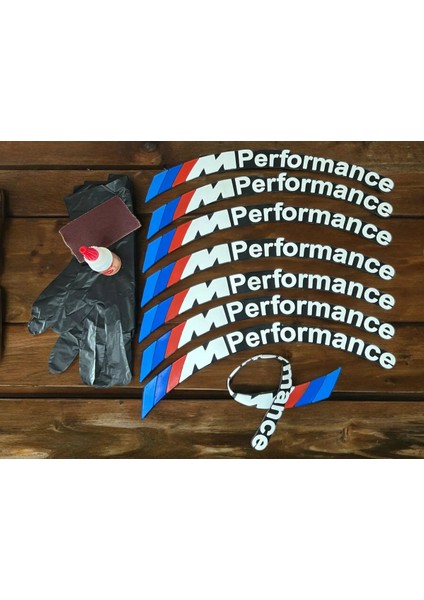 M Performance Motorsiklet ve Otomobil Araç Lastik Yazısı 2.5 cm 8 Adet Yapıştırıcı Arma Sticker