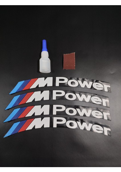 M Power 4 Adet Lastik Yazısı Motosiklet ve Otomobil Mpower Lastik Yazısı Sticker + Yapıştırıcı