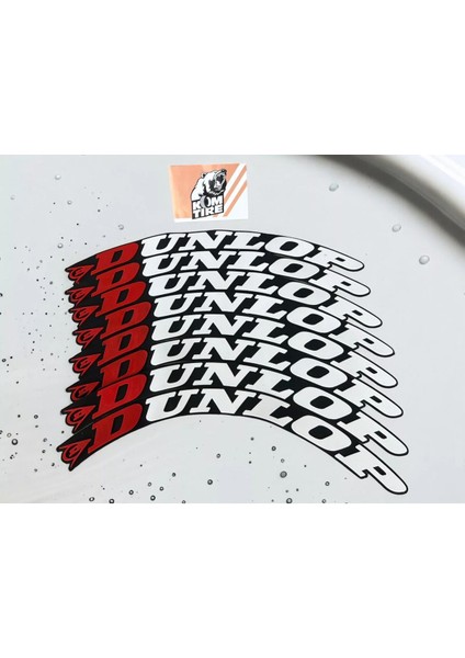 Dunlop Motorsiklet ve Otomobil Araç Lastik Yazısı 2.5 cm 8 Adet Yapıştırıcı Arma Sticker