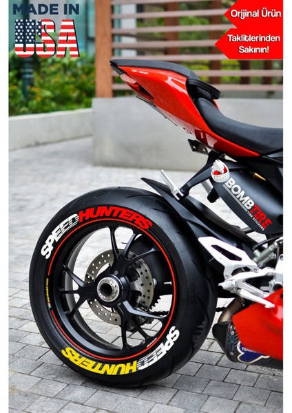 Motorsiklet Çift Renk Lastik Yazısı Speedhunters 2.5 cm 4 Adet (Made In Usa) ® Orijinal