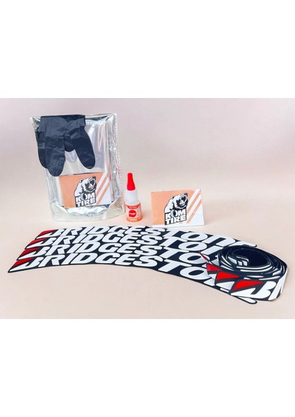 Motorsiklet ve Otomobil Araç Lastik Yazısı 2.5 cm 8 Adet + Yapıştırıcı Arma Sticker