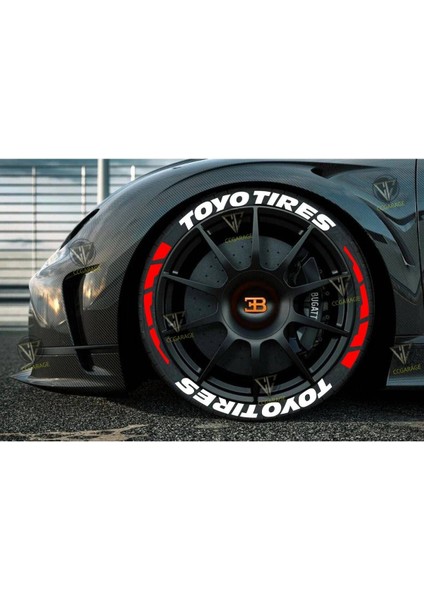 Lastik Yazı Toyo Tires Motor & Araç Lastik Sticker + Şerit 5 Renk 2.5 cm 16 Adet