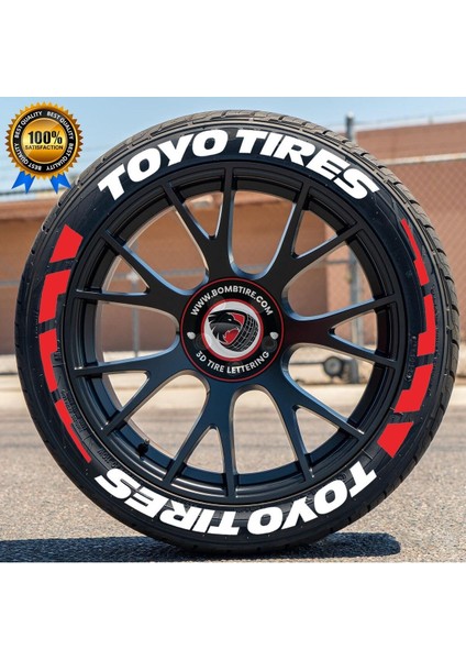 Lastik Yazı Toyo Tires Motor & Araç Lastik Sticker + Şerit 5 Renk 2.5 cm 16 Adet
