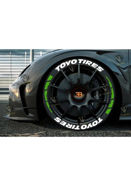Lastik Yazı Toyo Tires Motor & Araç Lastik Sticker + Şerit 5 Renk 2.5 cm 16 Adet
