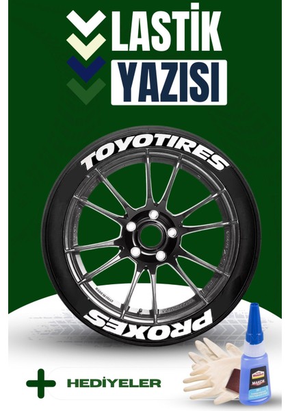 Motosiklet ve Otomobil Lastik Yazısı Sticker Arma 8 Adet
