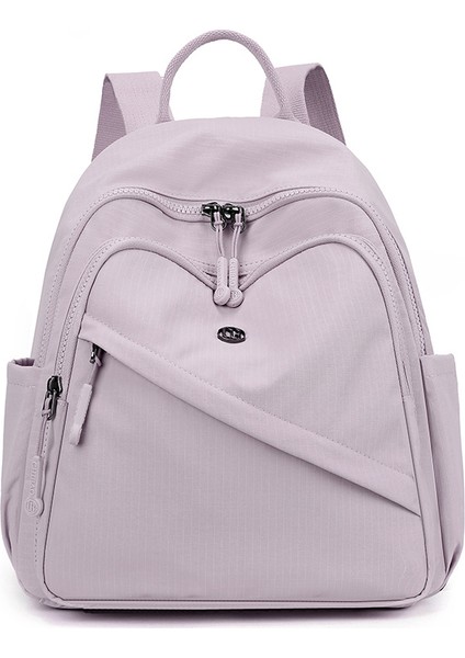 Büyük Kapasiteli Çift Fermuarlı Moda Eğlence Düz Renk Kadın Sırt Çantası Seyahat Çantası (Yurt Dışından)