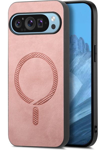 Google Pixel 9 Pro/pixel 9 Deri Arka Kılıf Magsafe Skin-Touch Telefon Kılıfı ile Uyumlu (Yurt Dışından)
