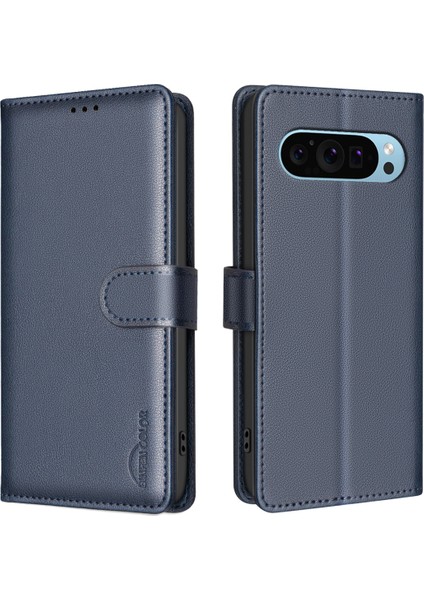 Google Pixel 9/ Pixel 9 Pro Cüzdan Telefon Standı Kılıfı Litchi Doku Rfıd Engelleme Deri Telefon Kılıfı (Yurt Dışından)