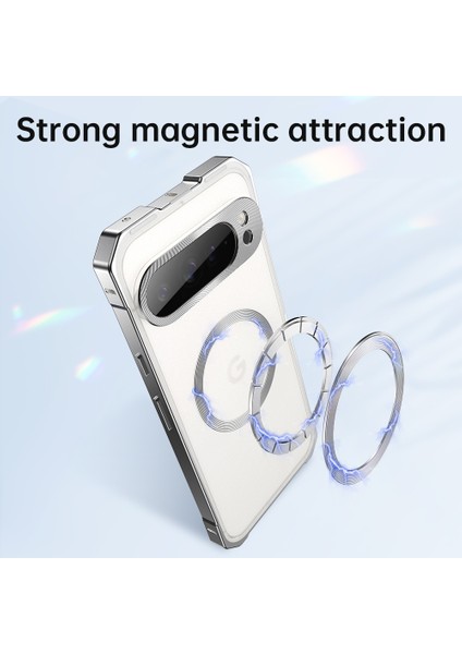 Google Pixel 9 Pro Kılıfı Magsafe Sert Pc Metal Çerçeve Buzlu Telefon Arka Kapağı ile Uyumlu (Yurt Dışından)