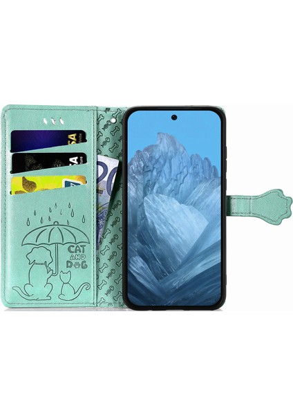 Google Pixel 10 Pro/ Pixel 10/ Pixel 9 Pro/ Pixel 9 Kılıf Deri Cüzdan Kapaklı Telefon Kılıfı Sevimli Kedi Köpek Desenli (Yurt Dışından)