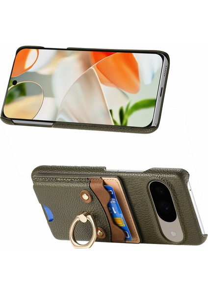Google Pixel 9/ Pixel 9 Pro Kılıfı Sevimli Ayı Tasarımı Pu Deri + Tpu Kart Tutucu Telefon Kılıfı (Yurt Dışından)