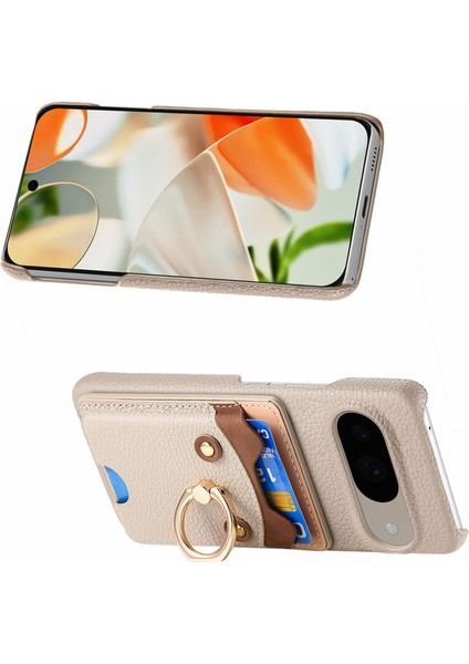 Google Pixel 9/ Pixel 9 Pro Kılıfı Sevimli Ayı Tasarımı Pu Deri + Tpu Kart Tutucu Telefon Kılıfı (Yurt Dışından)