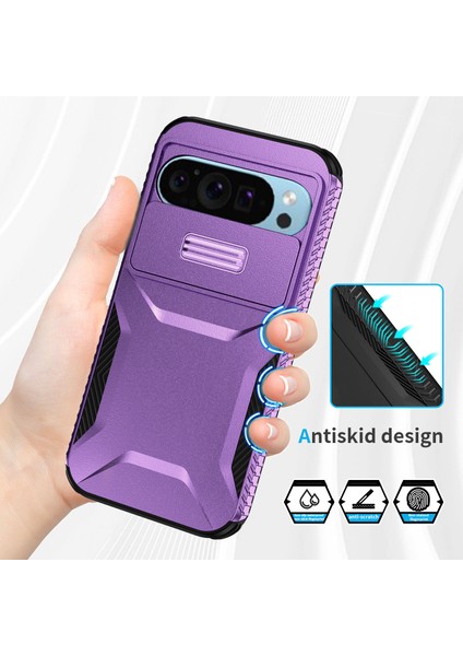 Google Pixel 9 Pro/9 Kılıfı Tpu+Pc Kaymaz Yan Kenar Telefon Kılıfı Lens Kapağı ile (Yurt Dışından)