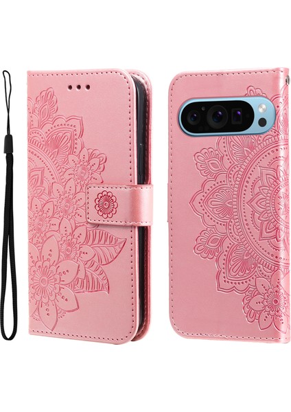 Google Pixel 9/ Pixel 9 Pro Kılıf Çiçek Desenli Pu Deri Cüzdan Standı Telefon Kılıfı (Yurt Dışından)