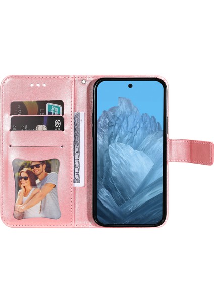 Google Pixel 9/ Pixel 9 Pro Kılıf Çiçek Desenli Pu Deri Cüzdan Standı Telefon Kılıfı (Yurt Dışından)
