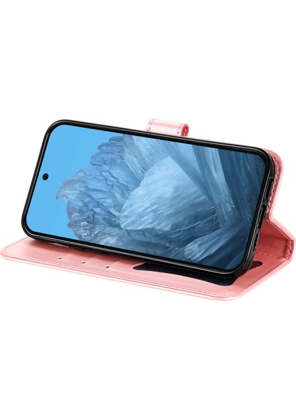 Google Pixel 9/ Pixel 9 Pro Kılıf Çiçek Desenli Pu Deri Cüzdan Standı Telefon Kılıfı (Yurt Dışından)