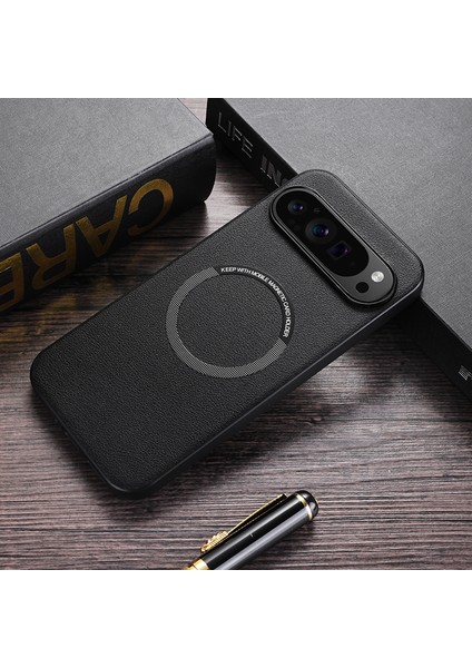 Google Pixel 9/pixel 9 Pro Kılıf Pu Deri+Tpu Arka Kapak Magsafe Kablosuz Şarj ile Uyumlu (Yurt Dışından)
