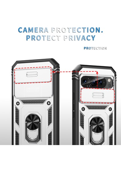 Google Pixel 9/pixel 9 Pro Kılıfı Camshield Döner Ayaklı Tpu+Pc Telefon Kılıfı (Yurt Dışından)