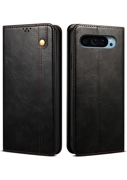 Google Pixel 9 Pro/pixel 9 Kılıfı Crazy Horse Dokulu Mumlu Deri Cüzdan Standı Kapağı (Yurt Dışından)
