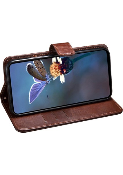 Google Pixel 9/ Pixel 9 Pro Stand Kılıf Crazy Horse Doku Deri Telefon Kılıfı (Yurt Dışından)