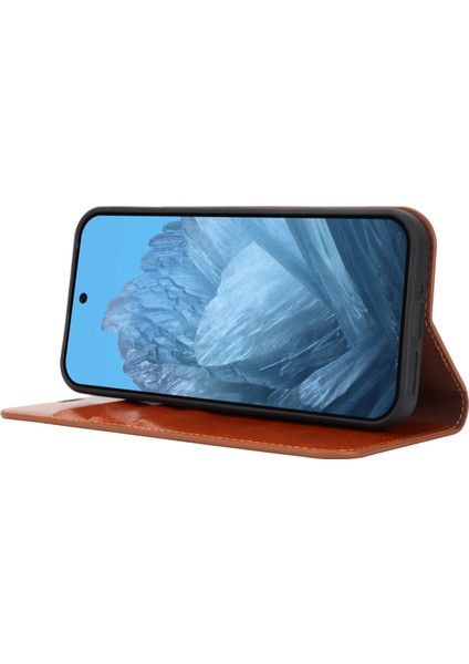 Google Pixel 9/ Pixel 9 Pro Kılıfı Mumlu Bölünmüş Deri Cüzdan Standı Koruyucu Telefon Kılıfı (Yurt Dışından)