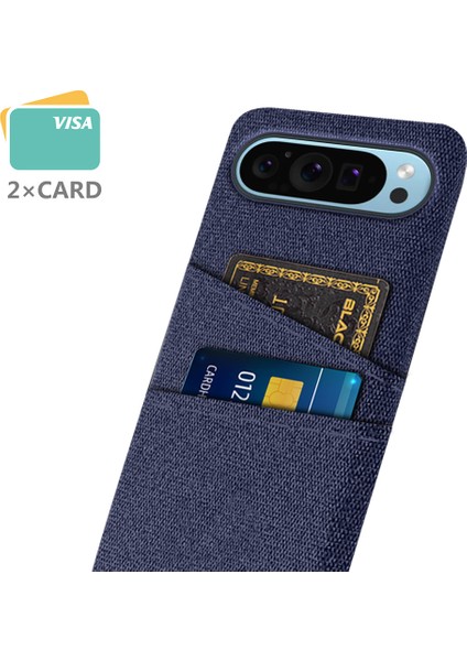 Google Pixel 9/ Pixel 9 Pro Telefon Kılıfı 2 Kart Tutucu Kumaş Doku Arka Kapak (Yurt Dışından) fiyatları